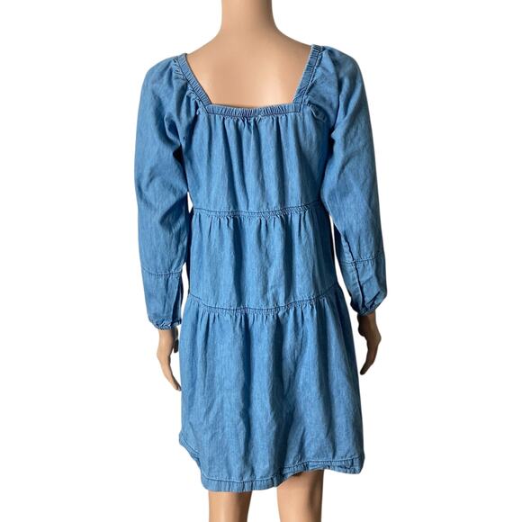 MPH Collection Dress Womens Small Tiered Denim Medium Wash - Picture 2 of 11